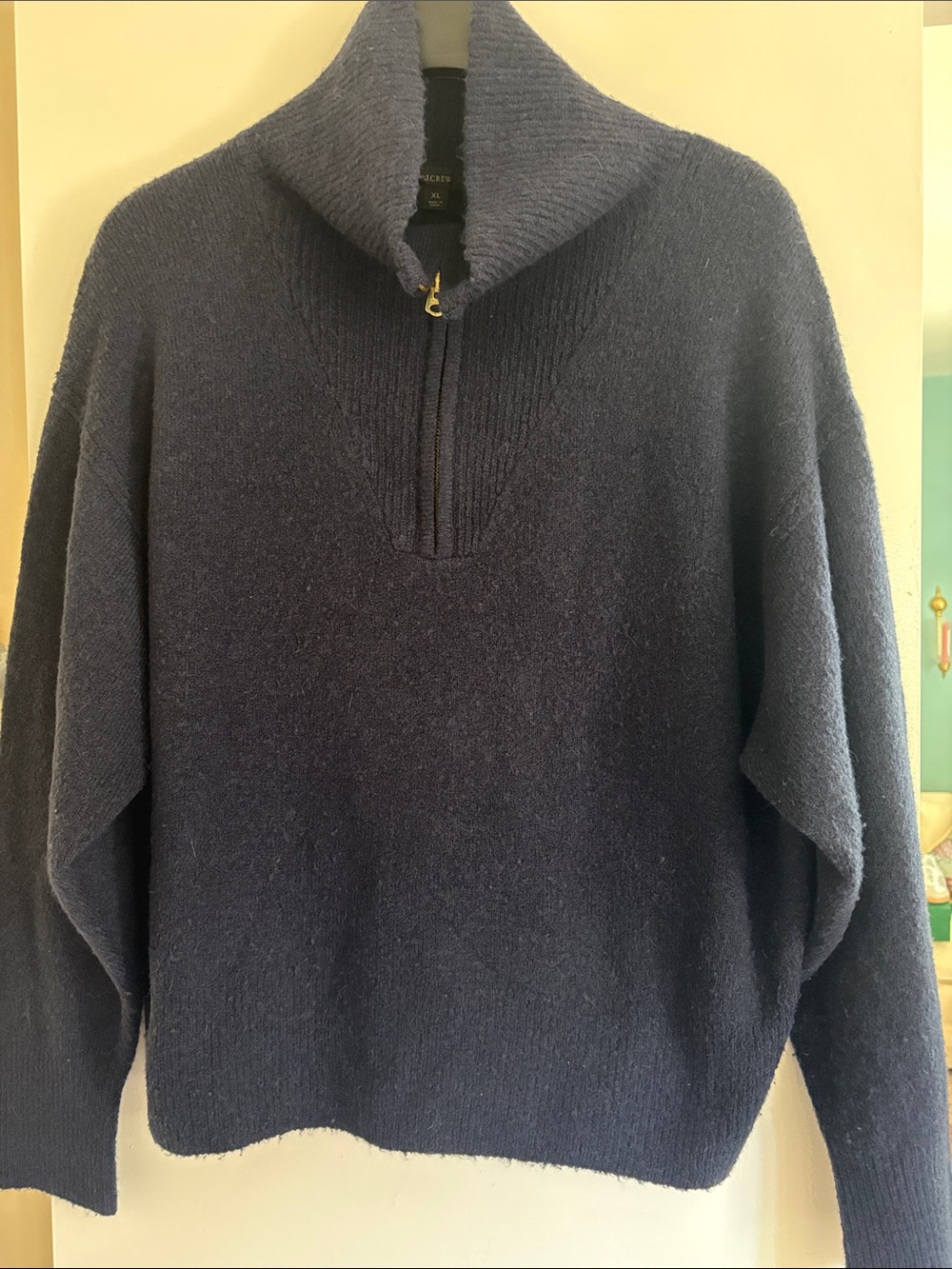 J.Crew Navy Zip-Neck Sweater